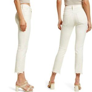 Mother Dazzler Crop Fray Hem Size 27 in color of Creme Puff (off white Creme)